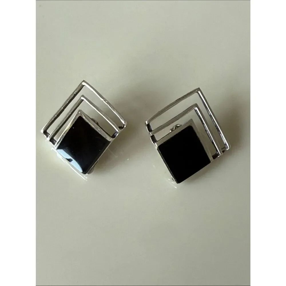 Sterling silver/onyx clips